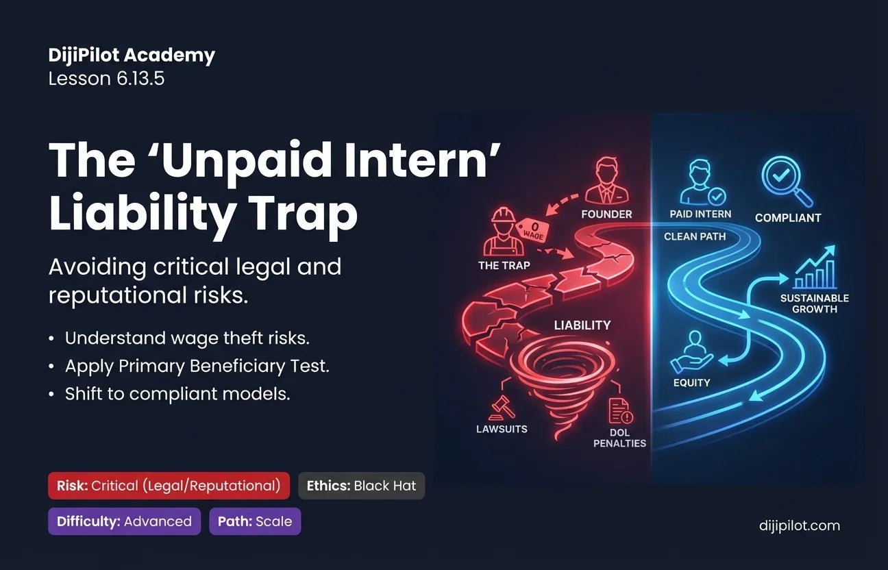 6.13.5 - Exploiting Labor Loopholes: Hiring full-time staff as "interns" to pay below minimum wage (Difficulty: Advanced | Ethics: Black Hat | Path: Scale)