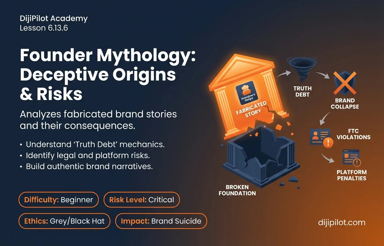 6.13.6 - "Founder" Mythology: Inventing a heartwarming origin story because the real one is boring (Difficulty: Beginner | Ethics: Grey Hat | Path: Launch)