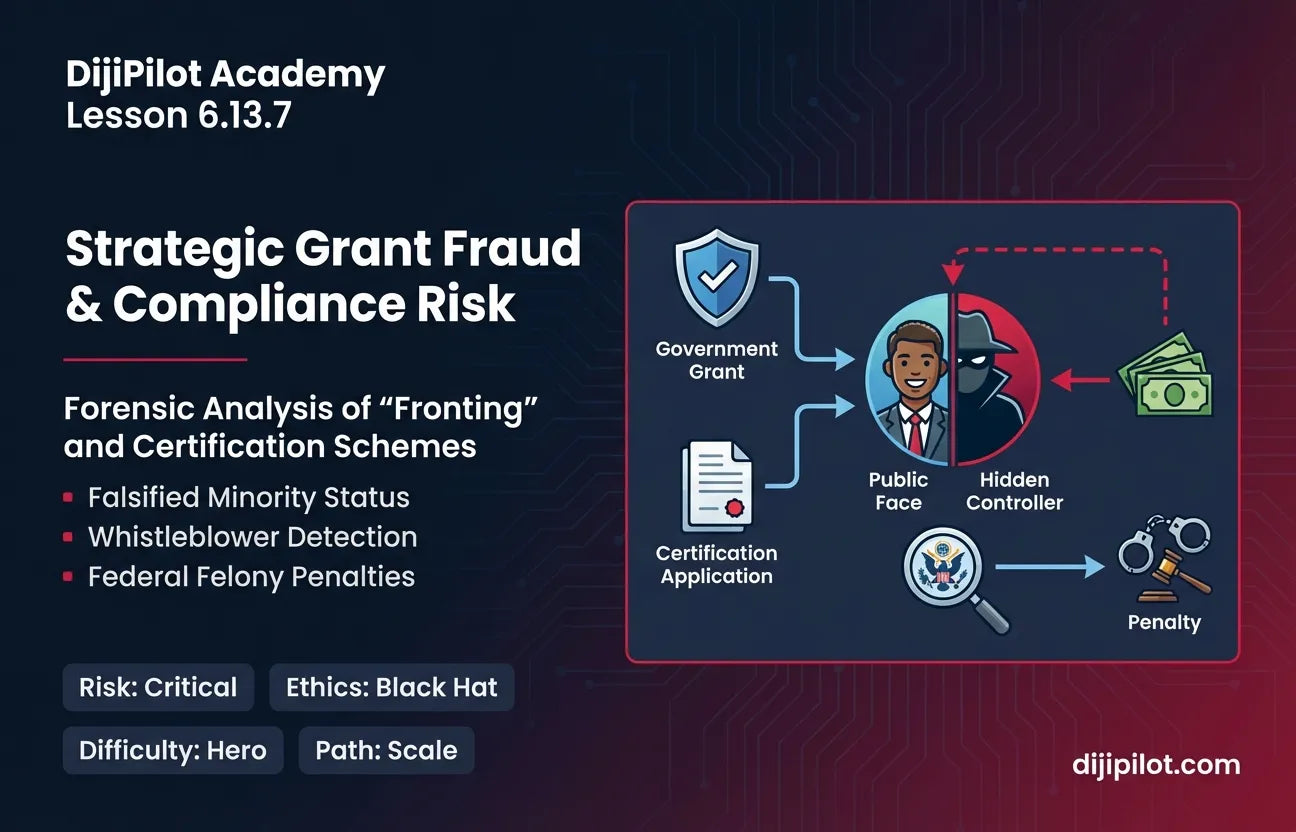 6.13.7 - Grant Fraud: Applying for small business grants using falsified minority or eco-friendly status (Difficulty: Hero | Ethics: Black Hat | Path: Scale)