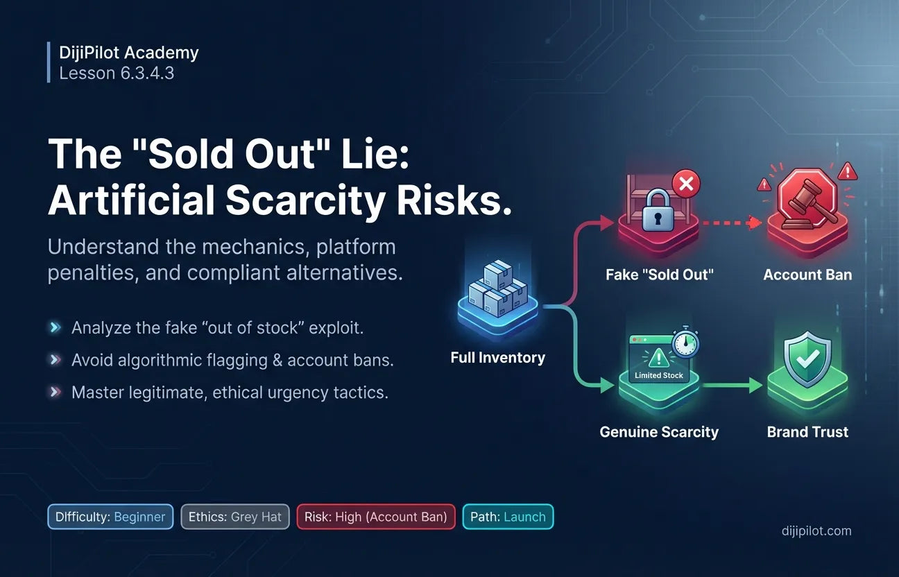 6.3.4.3 - The "Sold Out" Lie: Marking items as out of stock to create artificial scarcity when the warehouse is full (Difficulty: Beginner | Ethics: Grey Hat | Path: Launch)