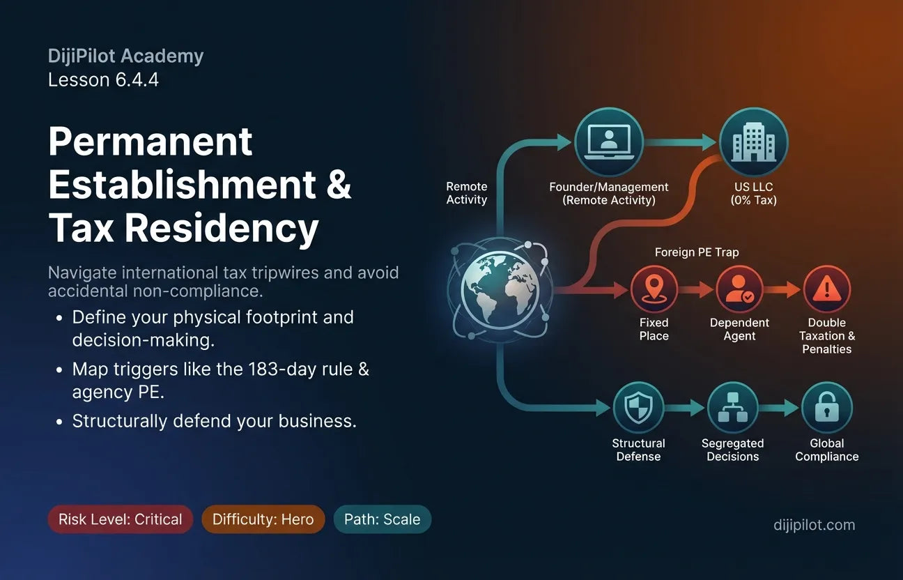 6.4.4 - Permanent Establishment & Tax Residency Basics (Difficulty: Hero | Path: Scale)