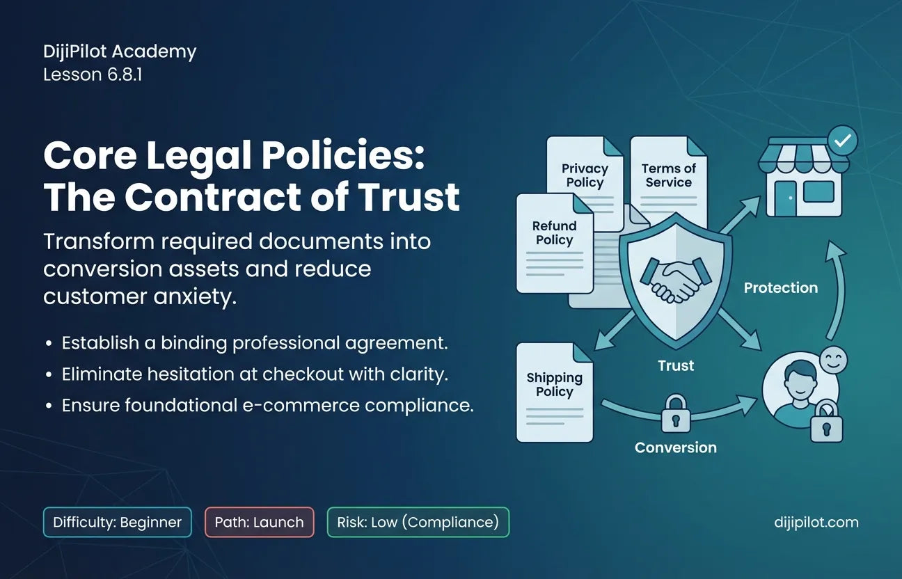 6.8.1 - What are Core Legal Policies & Notices for Your Online Store? (Difficulty: Beginner | Path: Launch)