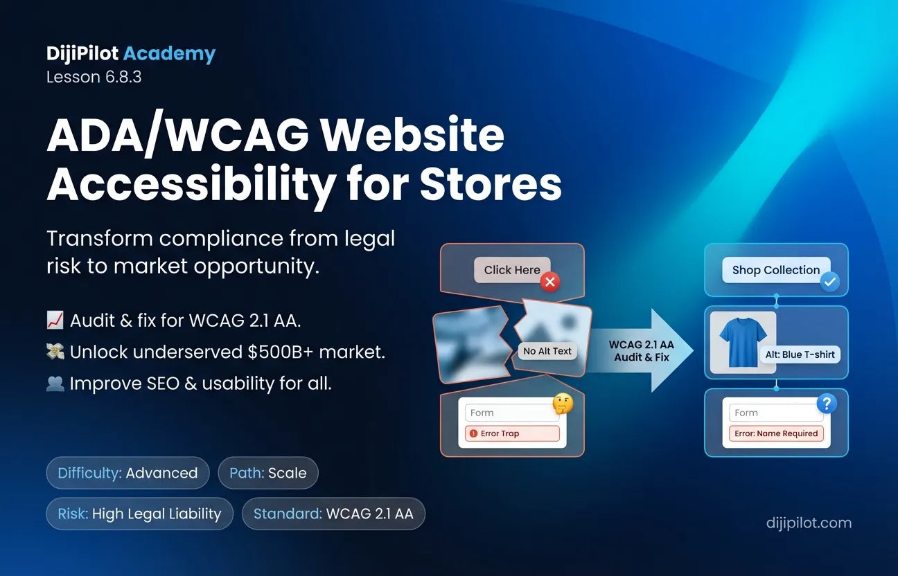 6.8.3 - Understanding Website Accessibility (ADA/WCAG) Compliance for Stores (Difficulty: Advanced | Path: Scale)