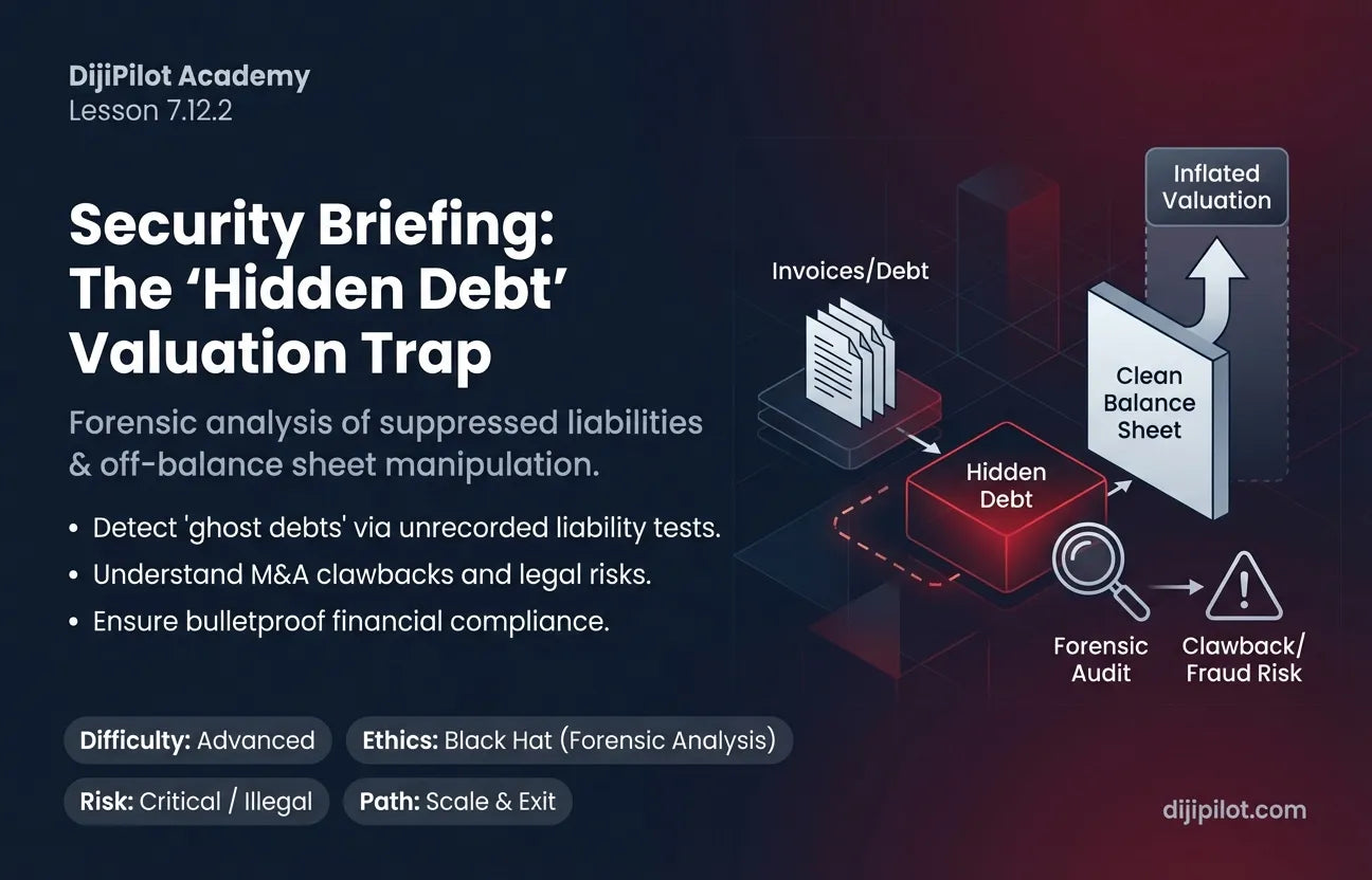 7.12.2 - Hiding Liabilities: Keeping debts off the balance sheet to make the company look sellable (Difficulty: Advanced | Ethics: Black Hat | Path: Scale)