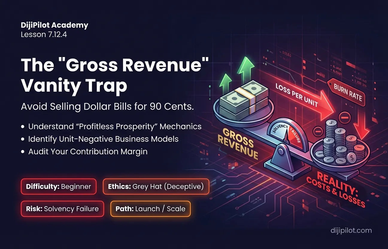 7.12.4 - "Gross Revenue" Vanity: Focusing only on top-line sales while losing money on every unit (Difficulty: Beginner | Ethics: Grey Hat | Path: Launch)