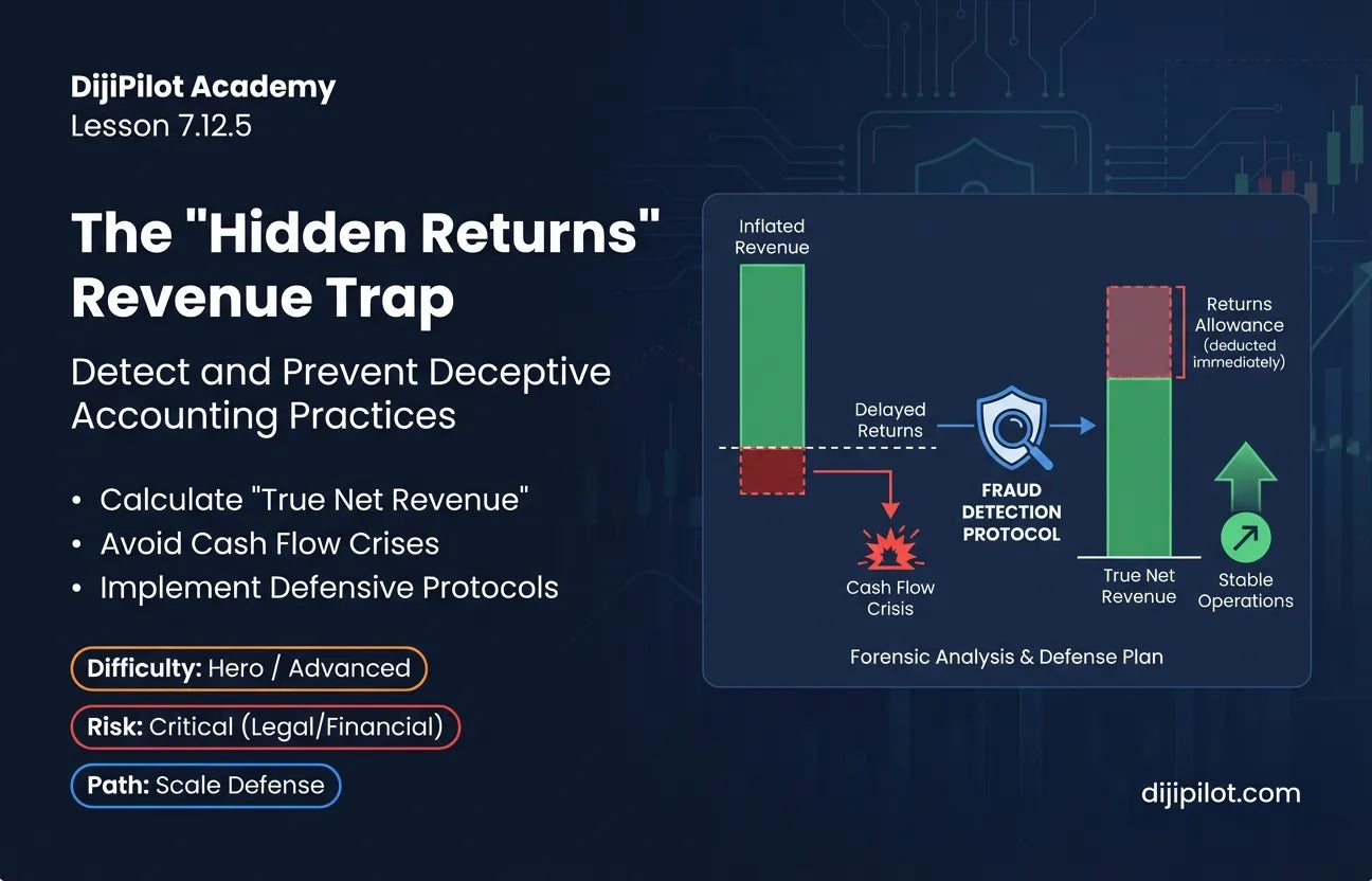 7.12.5 - Hiding Returns: Booking sales immediately but delaying the recording of returns to future months (Difficulty: Advanced | Ethics: Grey Hat | Path: Scale)