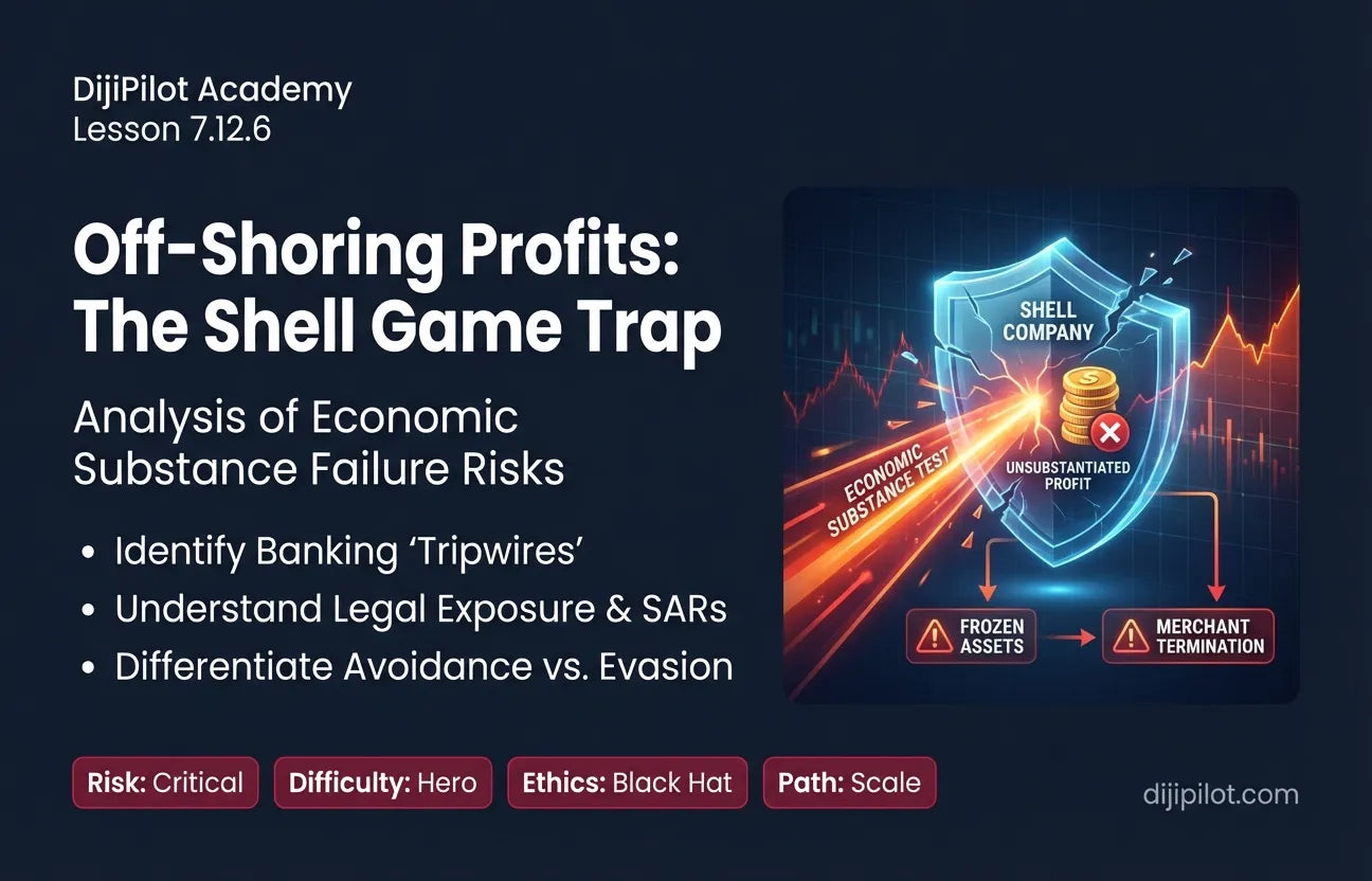 7.12.6 - Off-Shoring Profits: Using complex shell structures solely to hide income without economic substance (Difficulty: Hero | Ethics: Black Hat | Path: Scale)