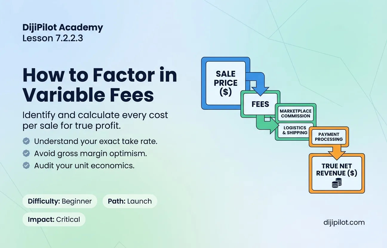 7.2.2.3 - How to Factor in Variable Fees (Marketplace Fees, Logistics, Bank Fees) (Difficulty: Beginner | Path: Launch)