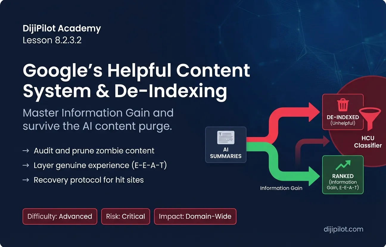 8.2.3.2 - Understanding Google's "Helpful Content" Updates & The Risk of Mass De-Indexing (Difficulty: Advanced | Path: Scale)