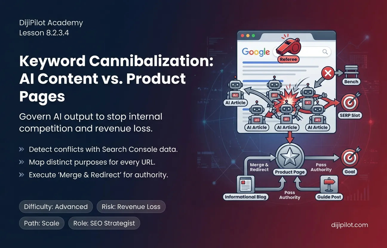 8.2.3.4 - Keyword Cannibalization: When AI Articles Compete Against Your Own Product Pages (Difficulty: Advanced | Path: Scale)