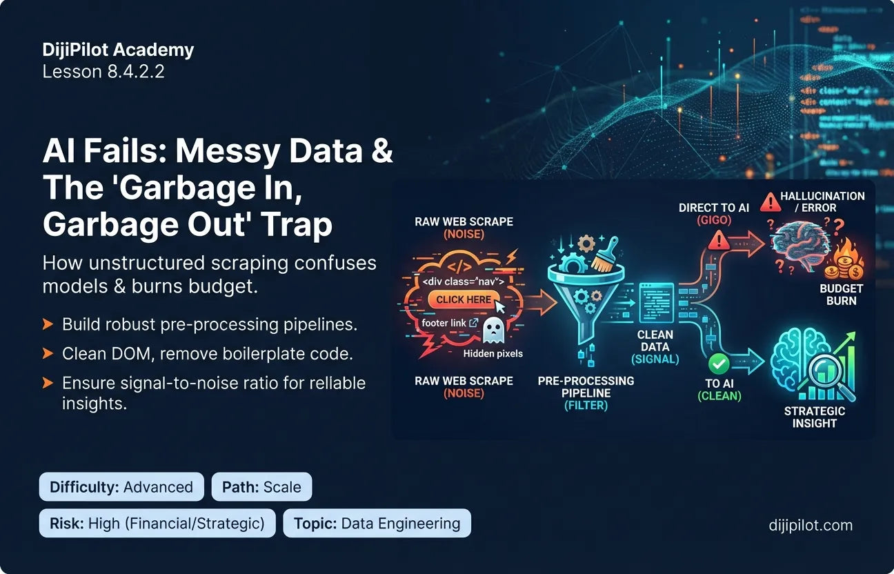 8.4.2.2 - "Garbage In, Garbage Out": Why AI Fails When Fed Messy, Unstructured Scraped Data (Difficulty: Advanced | Path: Scale)
