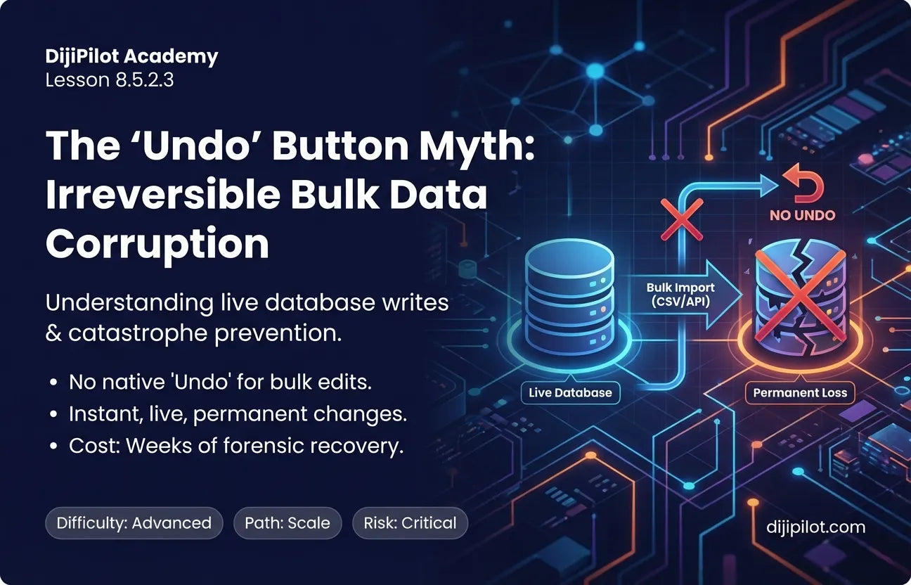 8.5.2.3 - The "Undo" Button Myth: Irreversible Bulk Data Corruption via CSV or API (Difficulty: Advanced | Path: Scale)