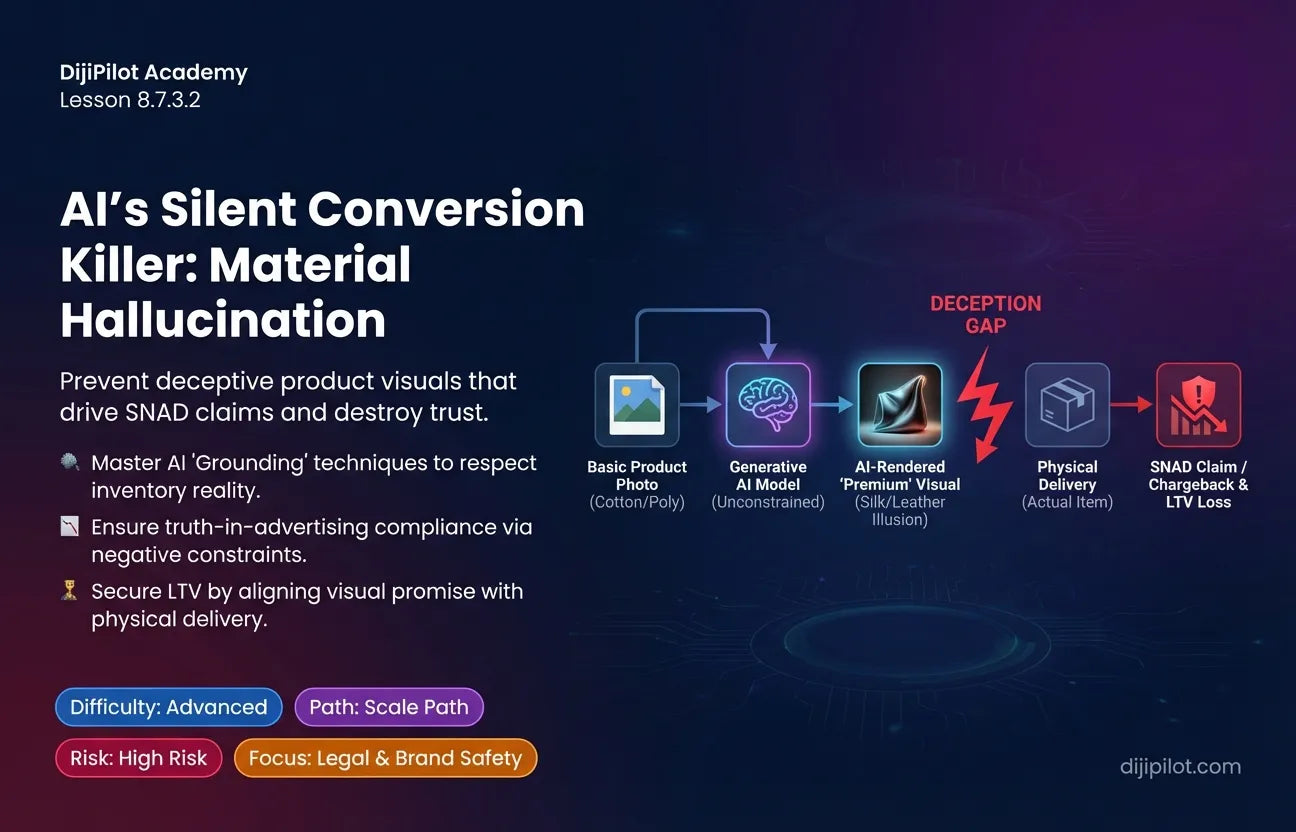 8.7.3.2 - "Material Hallucination": AI Renders That Show Premium Textures (Silk, Leather) Your Product Doesn't Have (Difficulty: Advanced | Path: Scale)