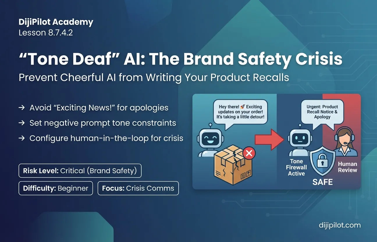 8.7.4.2 - "Tone Deaf" Copy: When AI Writes "Exciting News!" for a Product Recall or Apology (Difficulty: Beginner | Path: Launch)