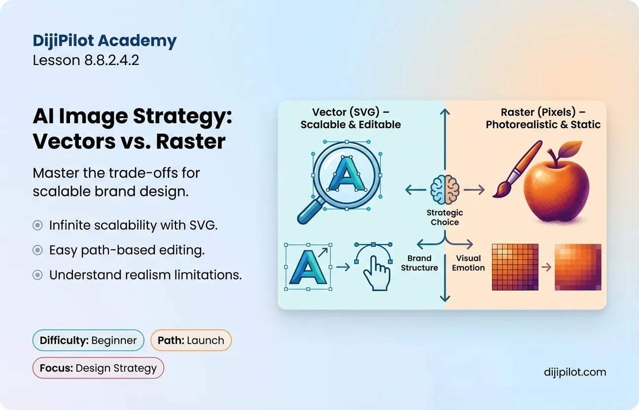 8.8.2.4.2 - Pros/Cons: Editable Vectors (SVG) vs. Limited Photorealism in Recraft (Difficulty: Beginner | Path: Launch)