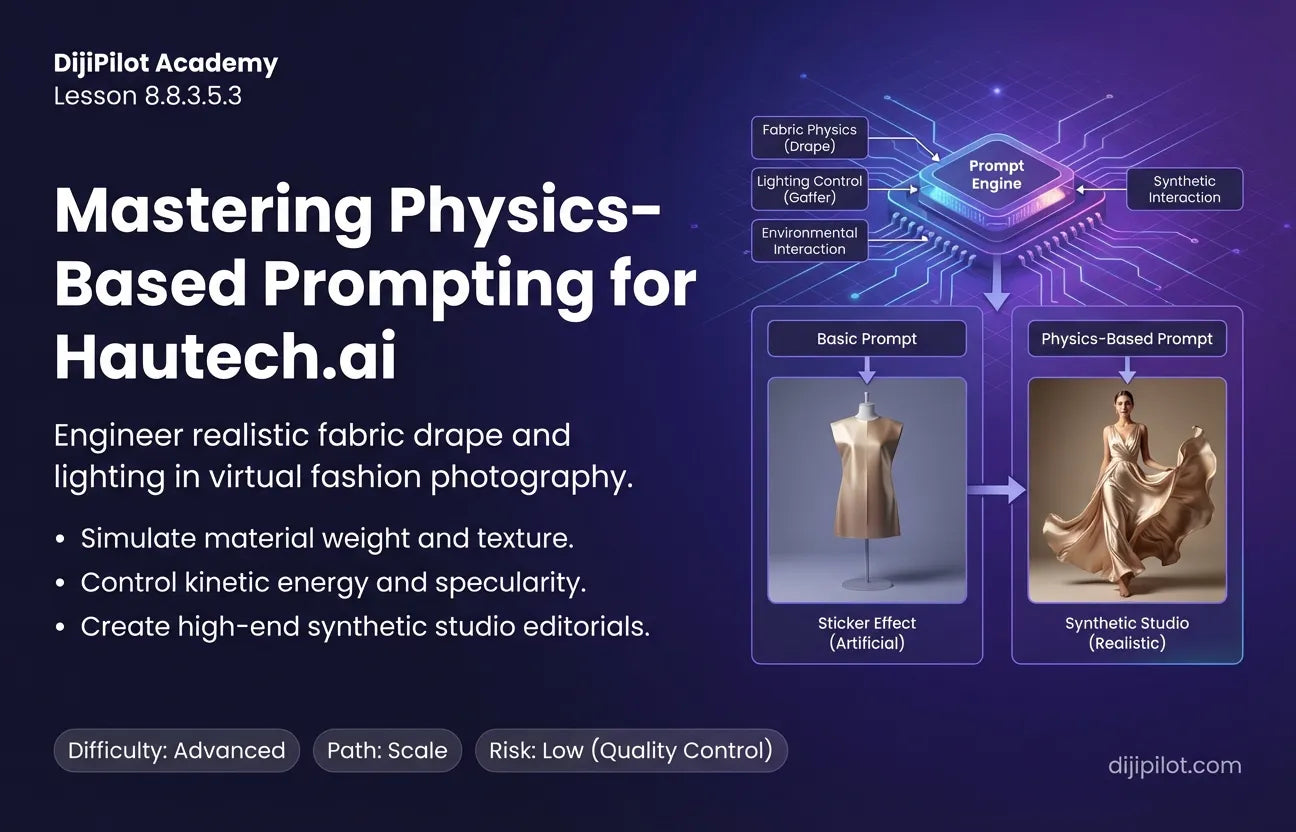 8.8.3.5.3 - How to Use Hautech.ai: Prompting for Fabric Drape & Lighting Styles (Difficulty: Advanced | Path: Scale)