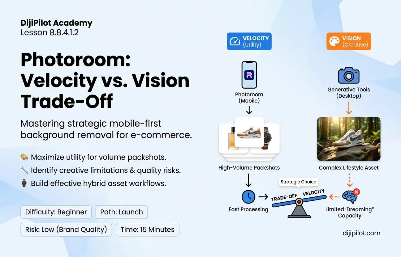 8.8.4.1.2 - Pros/Cons: Mobile-First Speed vs. Limited "Creative" Generation in Photoroom (Difficulty: Beginner | Path: Launch)