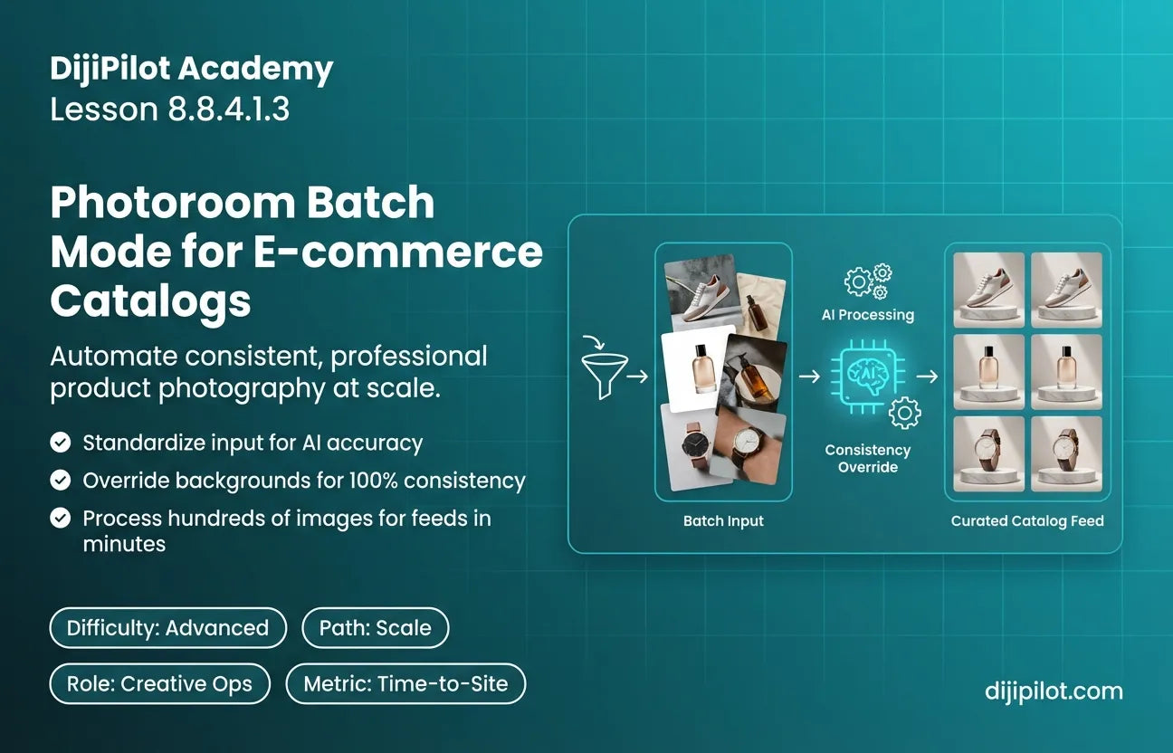 8.8.4.1.3 - How to Use Photoroom: "Instant Backgrounds" & Batch Mode for Catalogs (Difficulty: Advanced | Path: Scale)