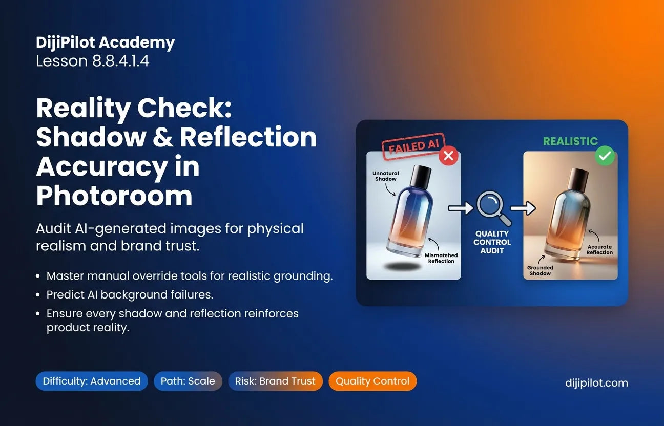 8.8.4.1.4 - Reality Check: Shadow & Reflection Accuracy in Photoroom (Difficulty: Advanced | Path: Scale)