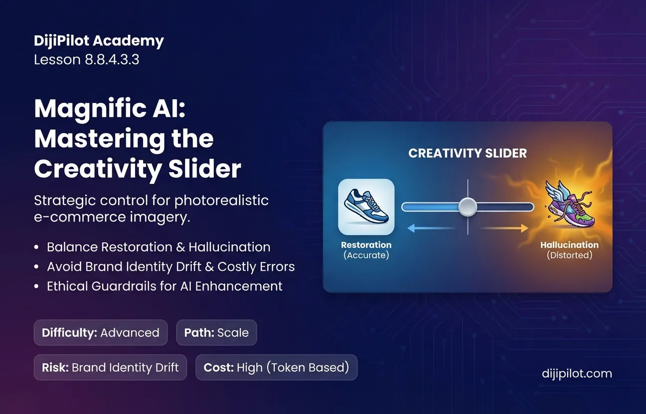 8.8.4.3.3 - How to Use Magnific AI: "Creativity" Slider settings for Restoration vs. Hallucination (Difficulty: Advanced | Path: Scale)