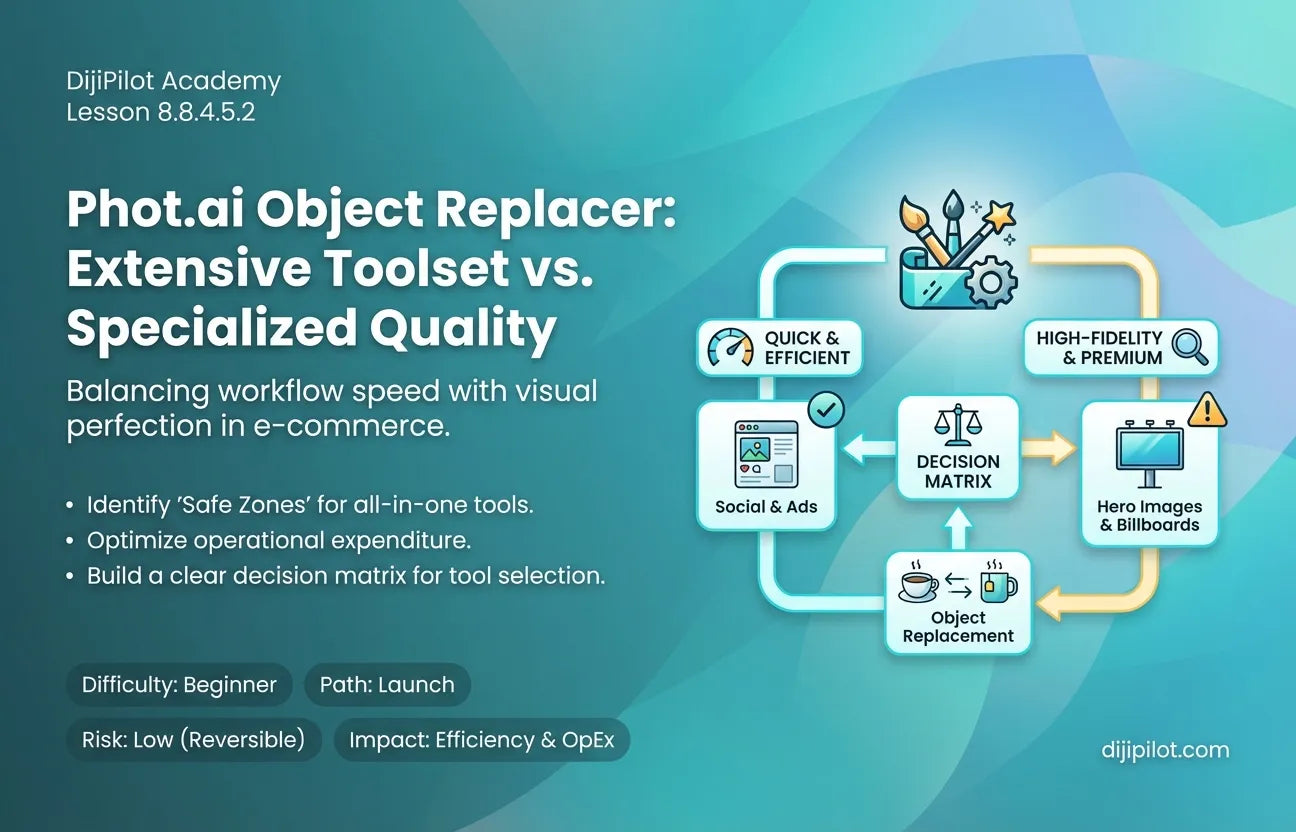 8.8.4.5.2 - Pros/Cons: Extensive Toolset (Object Replacer) vs. Jack-of-all-Trades Quality in Phot.ai (Difficulty: Beginner | Path: Launch)