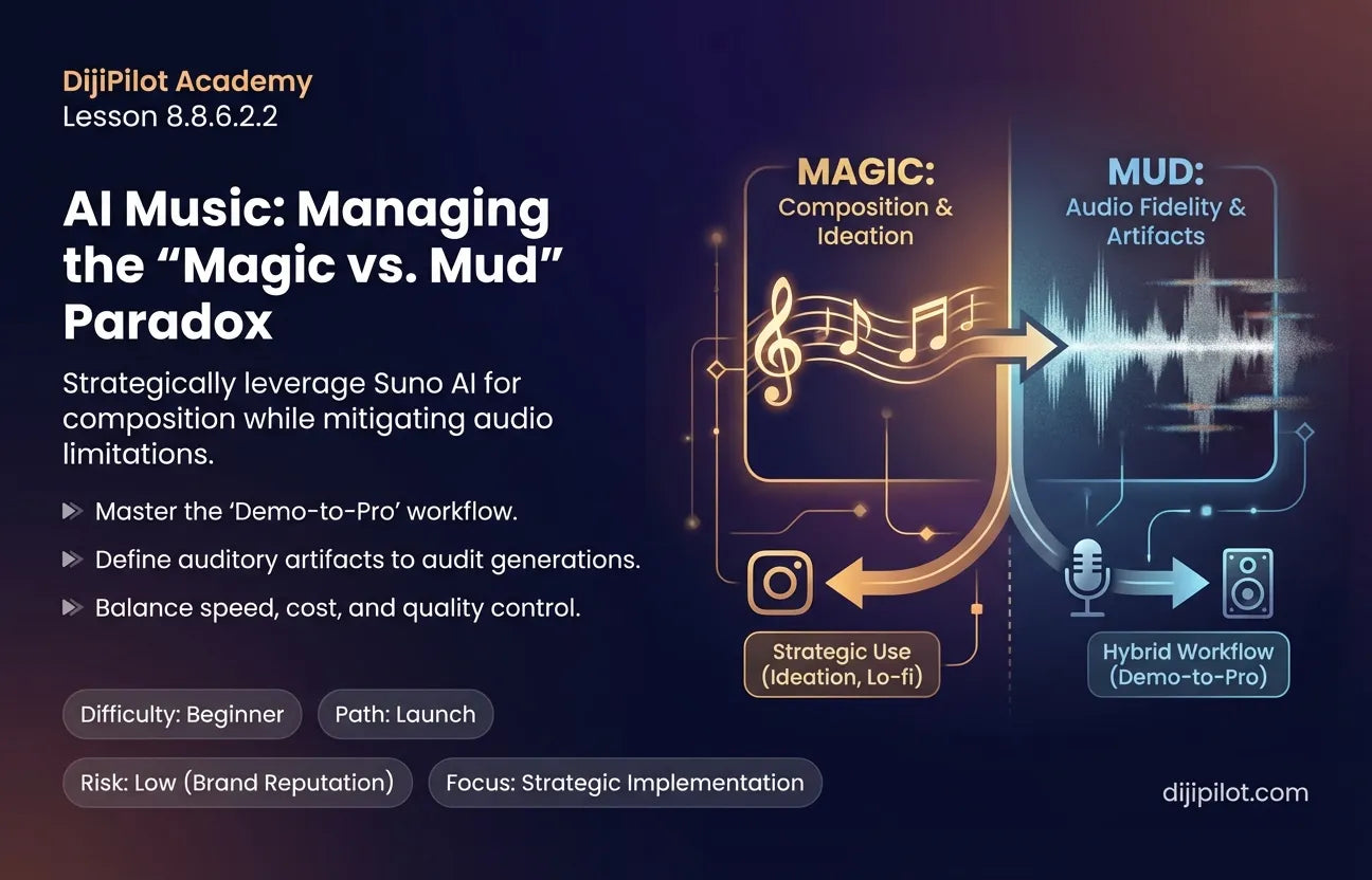 8.8.6.2.2 - Pros/Cons: Incredible Composition vs. Low Audio Fidelity in Suno AI (Difficulty: Beginner | Path: Launch)