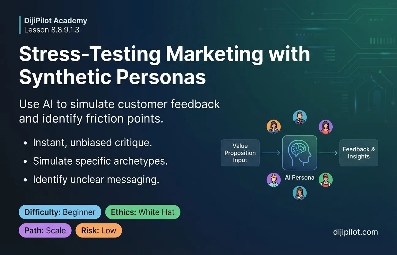8.8.9.1.3 - Creating "Synthetic Personas" (AI Customers) to Stress-Test Your Value Propositions (Difficulty: Beginner | Ethics: White Hat | Path: Scale)