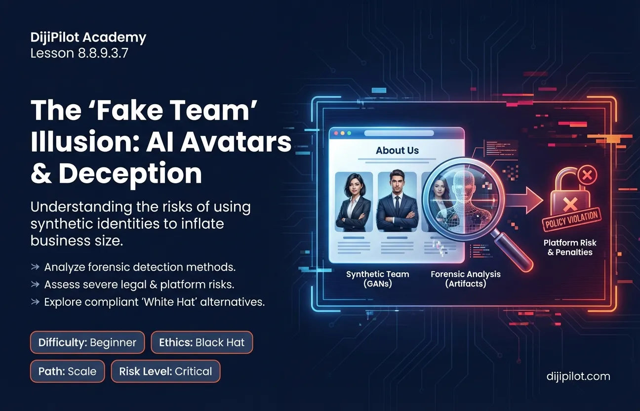 8.8.9.3.7 - Creating "Fake Team Members" (AI Avatars on 'About Us') to appear larger than you are (Difficulty: Beginner | Ethics: Black Hat | Path: Scale)