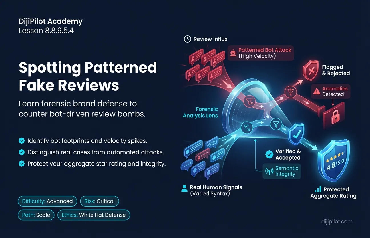 8.8.9.5.4 - Spotting "Patterned" Fake Reviews on Your Own Store (Difficulty: Advanced | Ethics: White Hat | Path: Scale)