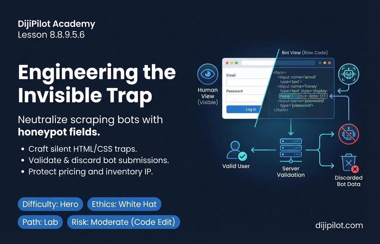 8.8.9.5.6 - Implementing "Honeypot" Fields to Trap Competitor Scraper Bots (Difficulty: Hero | Ethics: White Hat | Path: Lab)