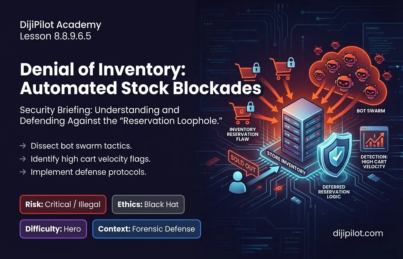8.8.9.6.5 - "Denial of Inventory": Agents that add products to competitor carts to hold stock without buying (Difficulty: Hero | Ethics: Black Hat | Path: Lab)