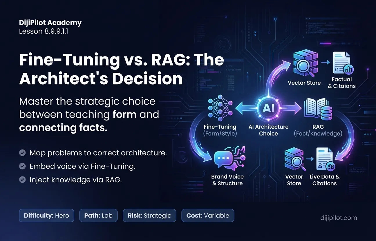 8.9.9.1.1 - When to Train (Style/Tone) vs. When to RAG (Knowledge) (Difficulty: Hero | Path: Lab)