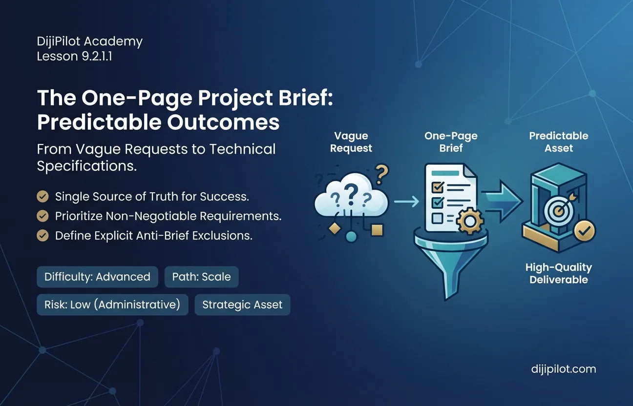 9.2.1.1 - How to Write a One-Page Project Brief that Produces Reliable Proposals (Difficulty: Advanced | Path: Scale)
