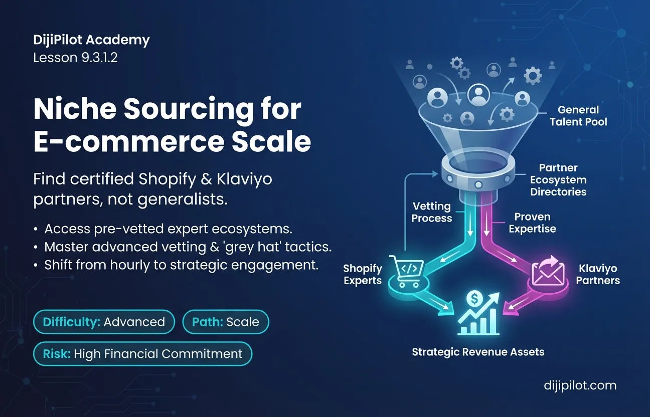 9.3.1.2 - Niche Sourcing: Finding E-commerce Specialists (Shopify Experts, Klaviyo Partners) (Difficulty: Advanced | Path: Scale)