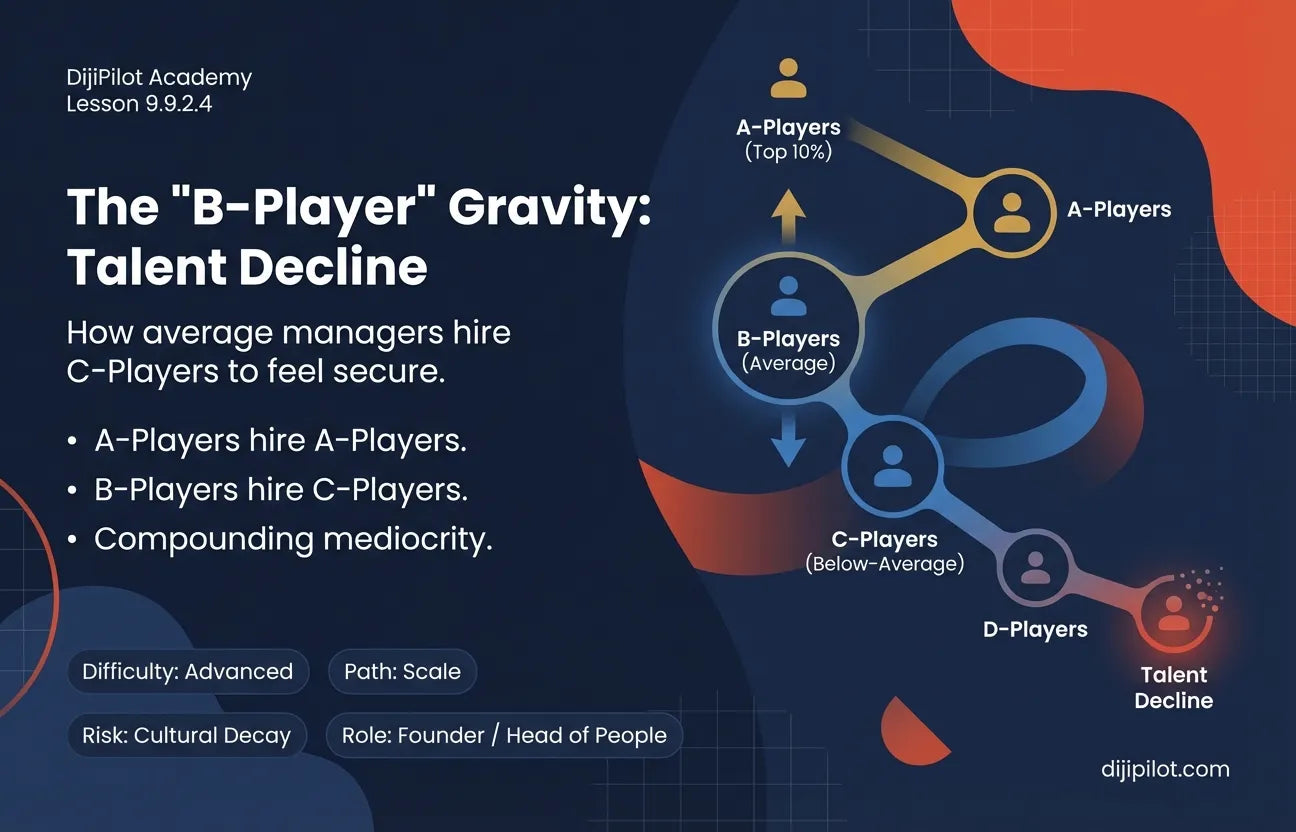 9.9.2.4 - The "B-Player" Gravity: A-Players hire A-Players; B-Players hire C-Players to feel secure, causing a talent decline (Difficulty: Advanced | Path: Scale)