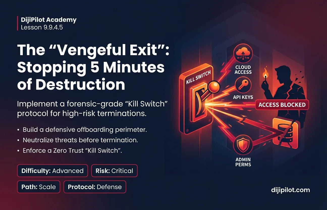 9.9.4.5 - The "Vengeful" Exit: Failing to revoke access before firing someone, leading to data deletion (Difficulty: Advanced | Path: Scale)